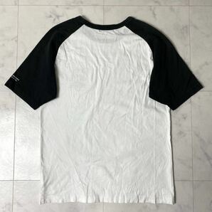 バーバリーブラックレーベル BURBERRY BLACK LABEL ラグラン 半袖Tシャツ フラワーチェックプリント サイズ2 M ホワイト ブラック メンズの画像2