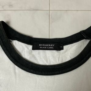 バーバリーブラックレーベル BURBERRY BLACK LABEL ラグラン 半袖Tシャツ フラワーチェックプリント サイズ2 M ホワイト ブラック メンズの画像5