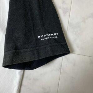 バーバリーブラックレーベル BURBERRY BLACK LABEL ラグラン 半袖Tシャツ フラワーチェックプリント サイズ2 M ホワイト ブラック メンズの画像4