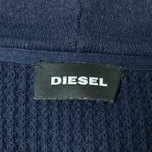 ディーゼル DIESEL 凸凹ワッフルニット ジップアップ パーカー ジャケット ブルゾン ナイロンポケット Lサイズ ネイビー 紺 メンズ_画像8