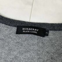 バーバリーブラックレーベル BURBERRY BLACK LABEL カシミヤ混 ホース刺繍 ミリタリー ニット セーター サイズ2 M グレー 灰 メンズ_画像6