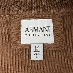 希少XXL相当!! アルマーニ ARMANI COLLEZIONI ドライバーズニット ジャケット ブルゾン Wジップ ロゴプレート サイズ54 ブラウン 茶 メンズの画像8