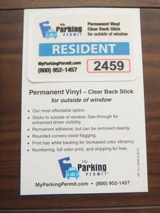 ◆新品U.S.駐車許可書【RESIDENT】サンプルParking Permit ステッカー＠外張タイプ限定出品◆