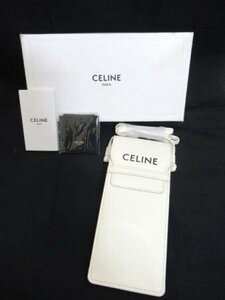 セリーヌ CELINE クロスボディポーチ サングラスポーチ サングラスケース スマホポーチ ホワイト 箱付 経年保管 中古 ■