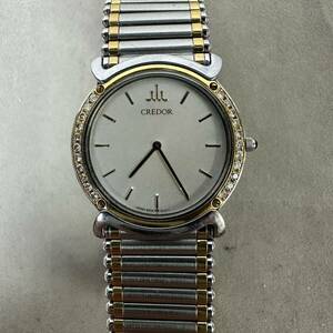 P2403-25 SEIKO CREDOR セイコークレドール　ベゼルK18+ダイヤ　腕時計　稼働品