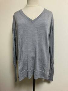  beautiful goods * Stunning Lure wool V neck do Le Mans knitted * gray S*9743