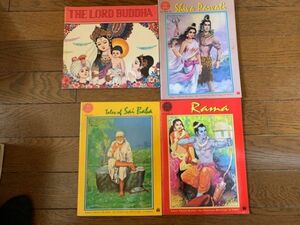 ** rare English picture book Buddhism 4 pcs. set bda,siva god, llama ., rhinoceros baba/amar chitra katha **(0)(0)