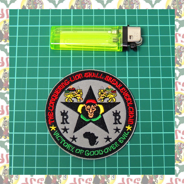 刺繍アイロンワッペン drspatch-a11　エチオピア ハイレセラシエ皇帝 ジャマイカ ラスタ ラスタカラー レゲエファッション