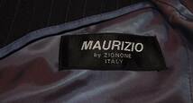 大処分セール☆美品170cmW86cm★MAURIIO by ZIGNONE ITALY★上質オーダーメイド2Bスーツ/黒紺織ストライプ★総裏シングル２釦★ビジネス_画像6