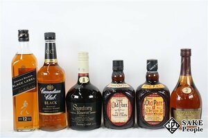 ◇1円～ ウイスキー・ブランデー6本セット グランドオールドパー 12年 750ml カナディアンクラブ ブラックラベル 700ml 等