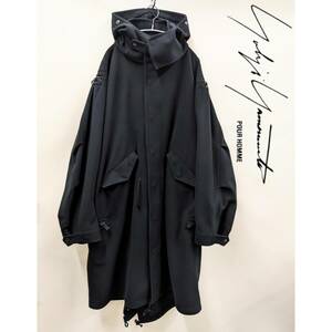 yohji yamamoto POUR HOMME/ Yohji Yamamoto бассейн Homme / застежка-молния Mod's Coat / рыба tail / длинное пальто / мясо толщина ткань / arm ZIP