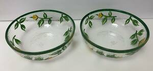 Hutshenreuther　フッチェンロイター ガラス製　皿 サラダボウル 2個 花柄 サイズ15cm-5cm 中古