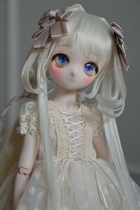 MDD DD　SD　ウィッグ　８－９インチ アレンジウィッグ ホワイトブロンド リボン　ツインテール　