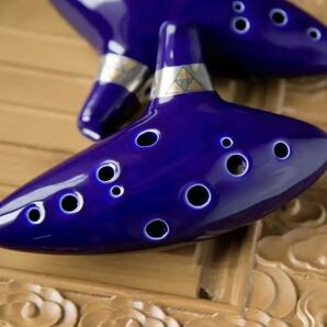 新品 未使用品 オカリナ レプリカ ブルー 陶器製 吹奏楽器 可愛い 楽器 専用ケース付きの画像1