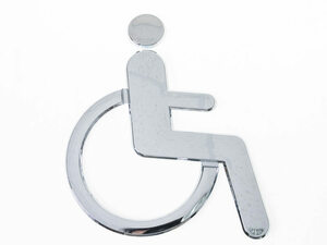 ABS製 立体 車椅子マーク 身障者ステッカー シール 両面テープ貼付 1個入#シルバー ZA-41830