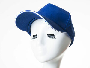 カジュアル 無地2色 調節可能 日よけ ベースボールキャップ/野球帽/帽子#ブルー×ホワイト FA-45351