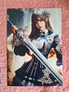  Final Fantasy manner ..& gun na-2 pieces set A4 size lustre paper Ai raw . beautiful woman 