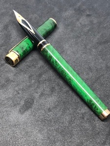 SHEAFFER シェーファー・万年筆・タルガ グリーンマーブル・ペン先14K 585・アンティーク品・動作未確認