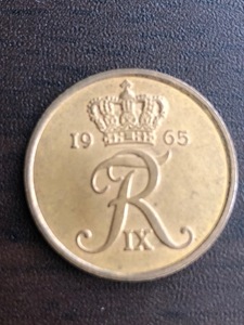 デンマーク 5オーレ 硬貨 1965年製・フェデリック9世・アンティークコイン 貨幣・ヨーロッパ