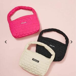 MILKFED HEART QUILTED HANDBAG ミルクフェド　ハートキルティング　ハンドバッグ　ピンク