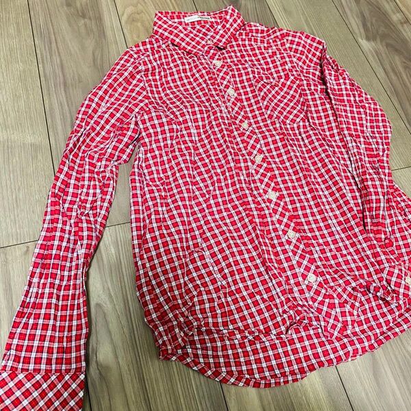 NICE CLAUP チェックシャツ サイズフリー 赤色 レッド