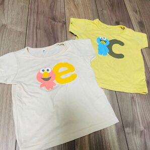 【2着セット】半袖Tシャツ エルモ90cm×クッキーモンスター80am
