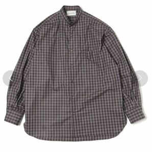 タグ付美品 MARKAWARE COMFORT FIT BAND COLLAR SHIRT CHECK POPLIN BROWN CHECK 2 マーカウェア 長袖シャツ バンドカラーチェックシャツの画像7