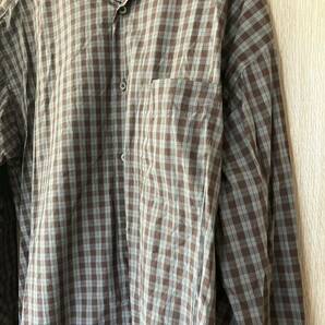 タグ付美品 MARKAWARE COMFORT FIT BAND COLLAR SHIRT CHECK POPLIN BROWN CHECK 2 マーカウェア 長袖シャツ バンドカラーチェックシャツの画像4