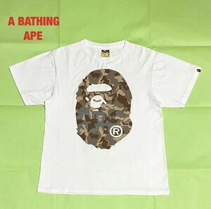 【人気】A BATHING APE　アベイシングエイプ　ロゴTシャツ　デカロゴ　シングルステッチ　大猿　迷彩　カモフラージュ柄　001TEI301050M