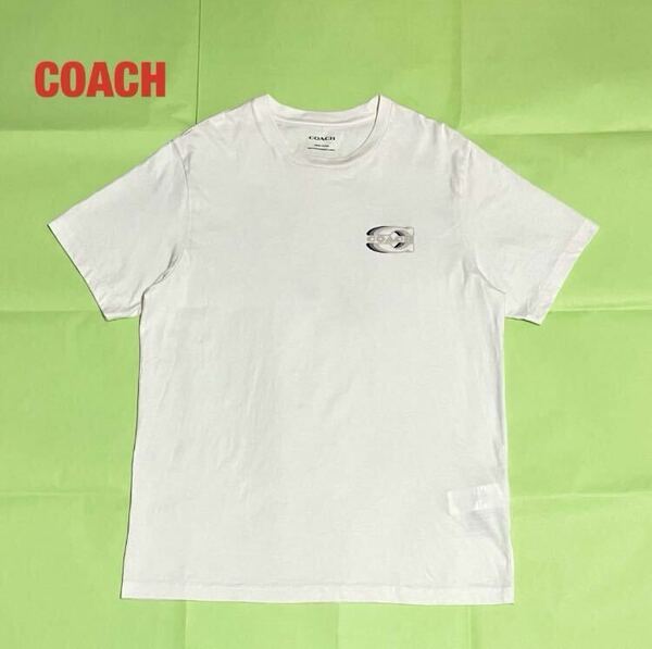 【人気】COACH　コーチ　ロゴTシャツ　半袖Tシャツ　メンズ　レディース　ユニセックス　ワンポイント　クルーネック　インポート　CJ462