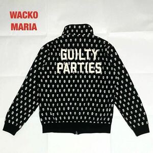 【希少】WACKO MARIA　ワコマリア　トラックジャケット　ジャージ　スカル柄　刺繍　総柄　個性的　胸ロゴ　ロゴワッペン　バイカラー