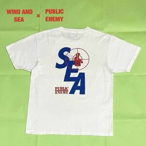 【希少】WIND AND SEA×PUBLIC ENEMY　コラボTシャツ　刺繍ロゴ　バックプリント　ヴァンダンシー　パブリックエネミー　ユニセックス