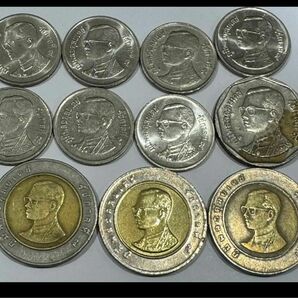 タイ　10バーツ　5バーツ　プミポン国王 古銭　コレクション