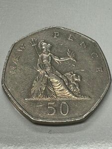 女王エリザベス2世　1969年　コレクション　硬貨　外国コイン　50ペンス　七角形　7角形