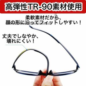 +2.0 ブルーライトカット老眼鏡 リーディング シニアグラス メガネ メンズ レディース UVカット ウェリントン スクエア フルリム 男女 黒の画像7