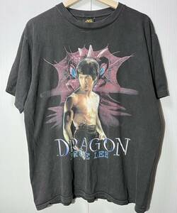 稀少 80s BRUCE LEE DRAGON ヴィンテージ プリントTシャツ 黒 L USA製 ブルースリー 燃えよドラゴン 龍 IRON MAIDEN 映画 RN13785