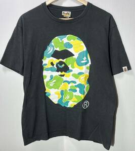A BATHING APE カモ柄 プリント Tシャツ 黒 L 日本製 BAPE エイプ NOWHERE ノーウェア 猿 NIGO ストリート 