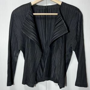 PLEATS PLEASE イッセイミヤケ プリーツ加工 ジャケット 長袖 カットソー 黒 PP53-JO166 プリーツプリーズ ISSEY MIYAKE meの画像1