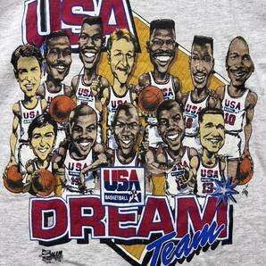 90s USA DREAM TEAM ヴィンテージ Tシャツ L グレー USA製 ドリームチーム バルセロナオリンピック アメリカ代表 NBA マイケルジョーダン他の画像4