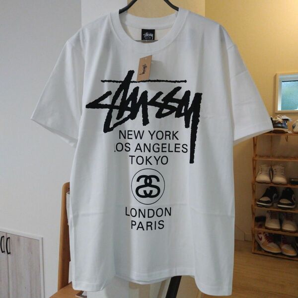 ワールドツアー　M　白　STUSSY