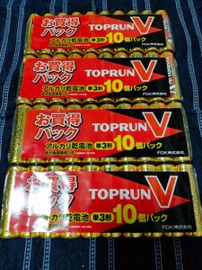 値下げ　TOPRUN　送料無料　単三　単３　電池　アルカリ乾電池　10個パック×4　計40本　スマートレターは郵便局窓口発送