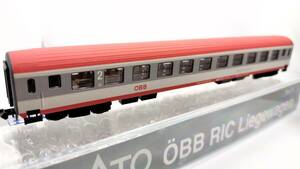 ◆（レア加工品）KATO OeBB UIC-X クシェット車 グレー/赤（室内灯付）◆