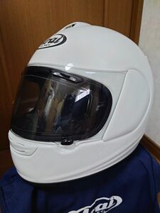 美品 Arai VECTOR　59/60cm 2007年7月製造 ライトスモークシールド 曇り止めシート付き　グラスホワイト