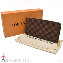 ルイヴィトン 長財布 メンズ レディース ジッピーウォレット ダミエ エベヌ ブラウン N41661 LOUIS VUITTON ほぼ未使用_画像3