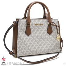 マイケルコース ハンドバッグ シグネチャー レザー アイボリー ブラウン 2WAYショルダー 35T0GWXM8B MICHAEL KORS 美品_画像1