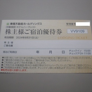 東急不動産株主様御宿泊優待券1枚 ハーヴェストクラブ 数量9の画像1