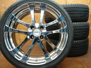 ★17インチ 4穴PCD100 メッキ Kranze + TOYO NANOENERGY 205/40R17 4本セット[アクア ヤリス ヴィッツ ノート フィット デミオ スイフト]