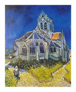 絵画 世界の名画シリーズ 額縁付(MJ108N) ヴィンセント・ヴァン・ゴッホ 「オーヴェルの教会」 お買い得サイズ： F3号 プリハード