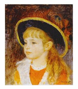 絵画 世界の名画シリーズ 額縁付(MJ108N) ピエール・オーギュスト・ルノワール 「青い帽子の少女」 お買い得サイズ： F8号 プリハード