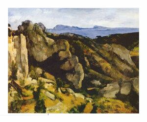 絵画 世界の名画シリーズ 額縁付(MJ108N) ポール・セザンヌ 「エスタックの岩」 お買い得サイズ： P10号 プリハード